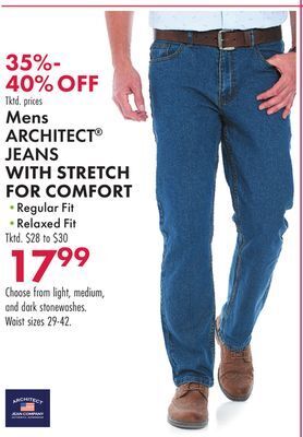 Boscov's Mens architect® jeans with stretch comfort offer