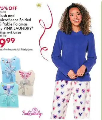 Boscov's Plush and microfleece folded giftable pajamas by pink laundry® offer