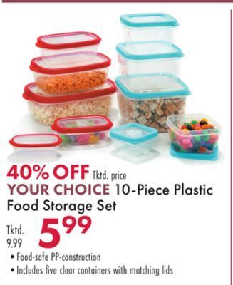 Boscov's 10-piece plastic food storage set offer