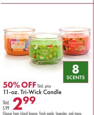 Boscov's 11-oz. tri-wick candle offer