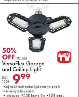 Boscov's Versaflex garage and ceiling light offer
