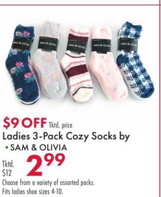 Boscov's Ladies 3-pack cozy socks offer