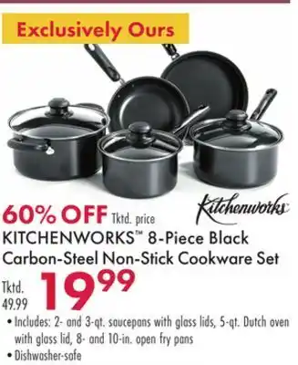 Boscov's Kitchenworks™ 8-piece black carbon-steel non-stick cookware set offer