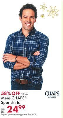 Boscov's Mens chaps® sportshirts offer
