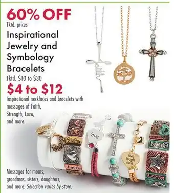 Boscov's Inspirational jewelry and symbology bracelets offer