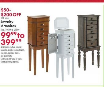 Boscov's Jewelry armoires offer