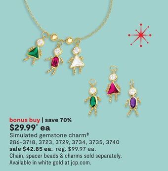 JC Penney Simulated gemstone charm‡ offer