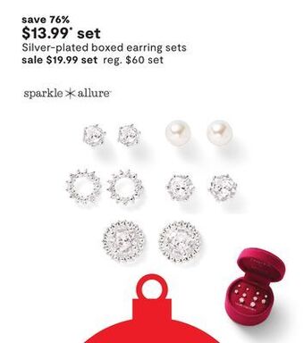 JC Penney Silver-plated boxed earring sets offer