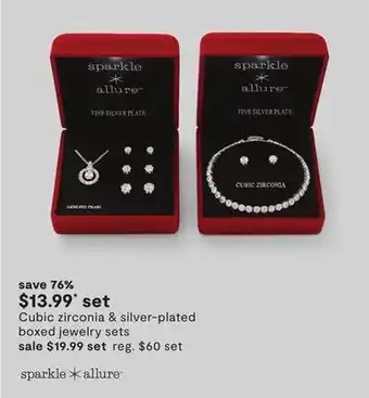 JC Penney Cubic zirconia & silver-plated boxed jewelry sets offer