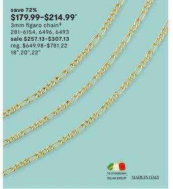 JC Penney 3mm figaro chain‡ offer