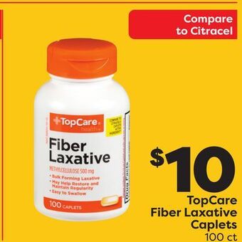 Weis Markets Topcare fiber laxative caplets offer