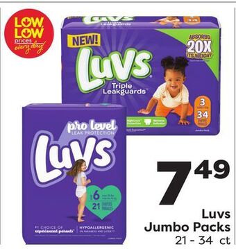 Weis Markets Luvs jumbo packs offer
