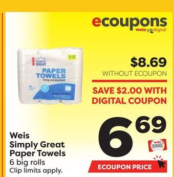 Weis Markets Weis simply great paper towels offer