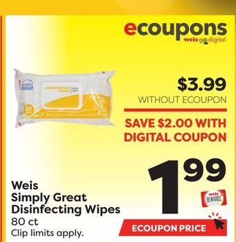 Weis Markets Weis simply great disinfecting wipes offer