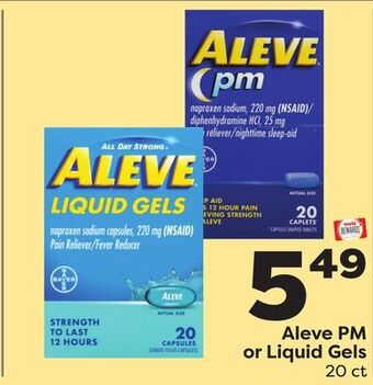 Weis Markets Aleve pm or liquid gels offer