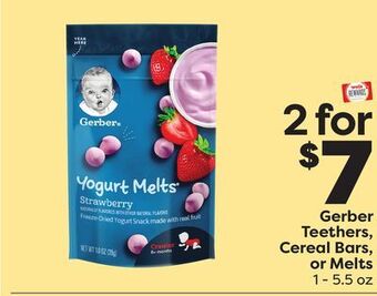 Weis Markets Gerber teethers, cereal bars, or melts offer