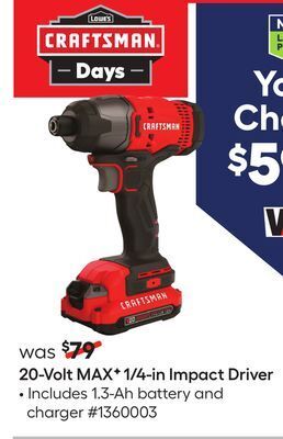 Lowe's 20-volt max f 1/4-in impact driver offer