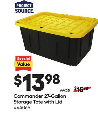 Lowe's Commander 27-gallon storage tote with lid offer