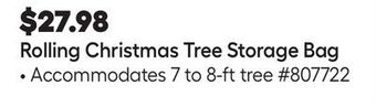 Lowe's Rolling christmas tree storage bag offer