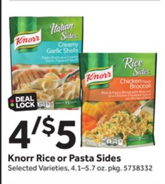 Stop&Shop Knorr rice or pasta sides offer