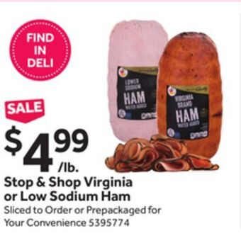 Stop&Shop Stop & shop virginia or low sodium ham offer