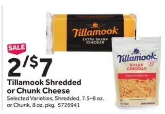 Stop&Shop Tillamook shredded or chunk cheese offer