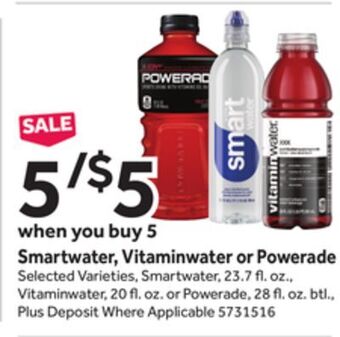 Stop&Shop Smartwater, vitaminwater or powerade offer