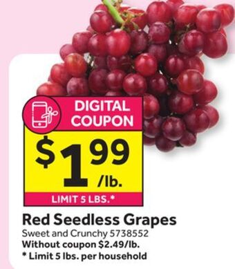 Stop&Shop Red seedless grapes offer