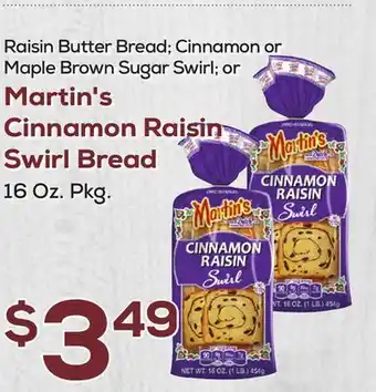 DeCicco & Sons Martin's cinnamon raisin swirl bread offer
