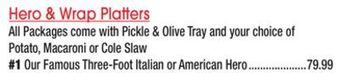 King Kullen Hero & wrap platters offer