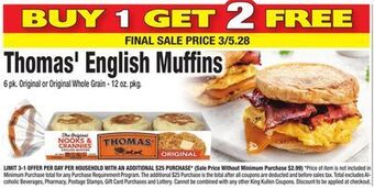 King Kullen Thomas' english muffins offer