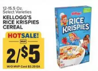 Food Lion Kellogg's Rice Krispies Cereal 12.15.5 oz offer