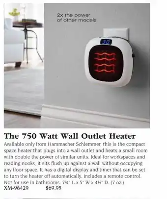 Hammacher Schlemmer The 750 watt wall outlet heater offer