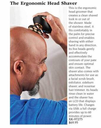 Hammacher Schlemmer The ergonomic head shaver offer