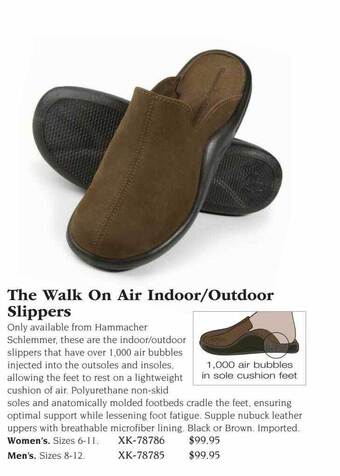Hammacher Schlemmer The walk on air indoor or outdoor slippers offer