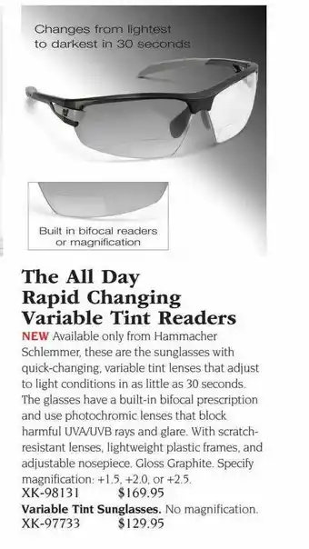 Hammacher Schlemmer The all day rapid changing variable tint readers offer
