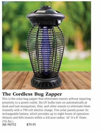Hammacher Schlemmer The cordless bug zapper offer