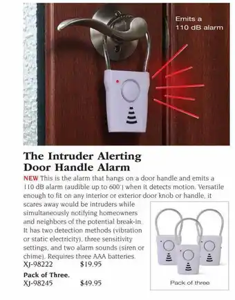 Hammacher Schlemmer The intruder alerting door handle alarm offer