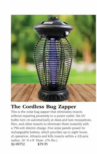 Hammacher Schlemmer The cordless bug zapper offer
