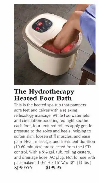 Hammacher Schlemmer The hydrotherapy heated foot bath offer