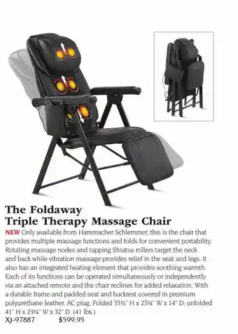 Hammacher Schlemmer The foldaway triple therapy massage chair offer