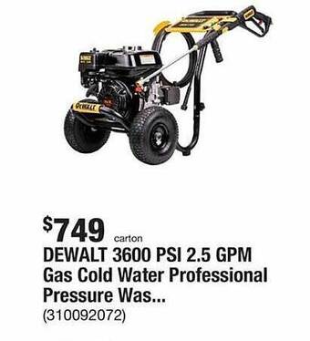 The Home Depot Dewalt 3600 psi 2.5 gpm gas cold water professional pressure was... offer