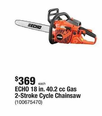 The Home Depot Echo 18 in. 40.2 cc gas 2-stroke cycle chainsaw offer