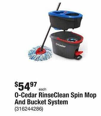The Home Depot O-cedar rinseclean spin mop and bucket system offer
