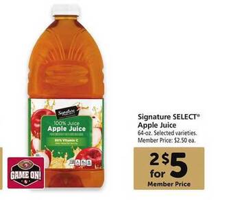 Safeway Signature select apple juice offer
