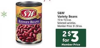 Safeway S&w variety beans offer