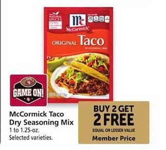 Safeway Mccormick taco dry seasoning mix offer