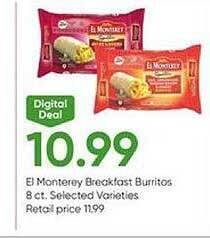 Stater Bros El monterey breakfast burritos offer