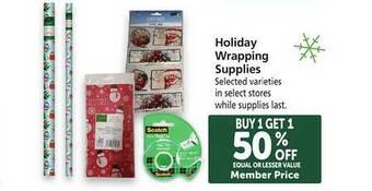 Safeway Holiday wrapping supplies offer