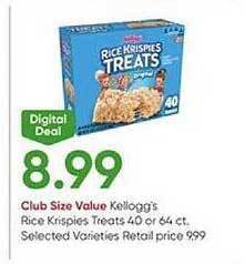 Stater Bros Kellogg's rice krispies treats offer